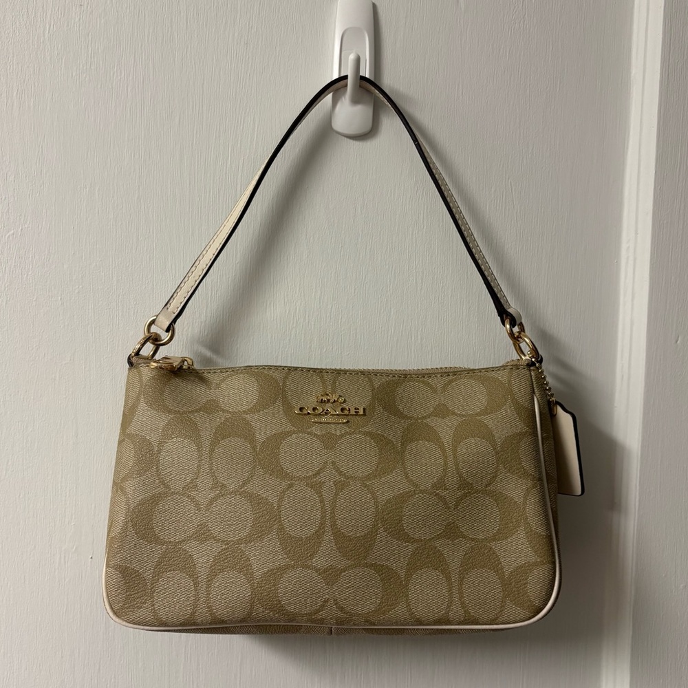 Coach Messico Top Handle Pouch in Signature Gold/Khaki